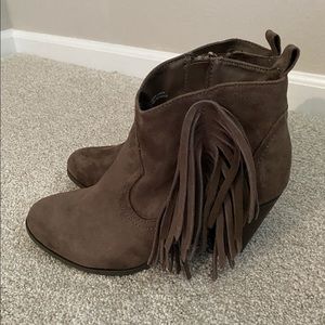 Charlotte Russe Brown Farah Fringe Booties